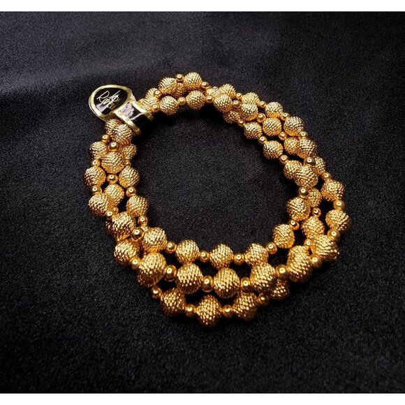 Vintage Joan Rivers Classics Collection Gold-Tone Beaded Triple-Strand Stretch B - Picture 3 of 6